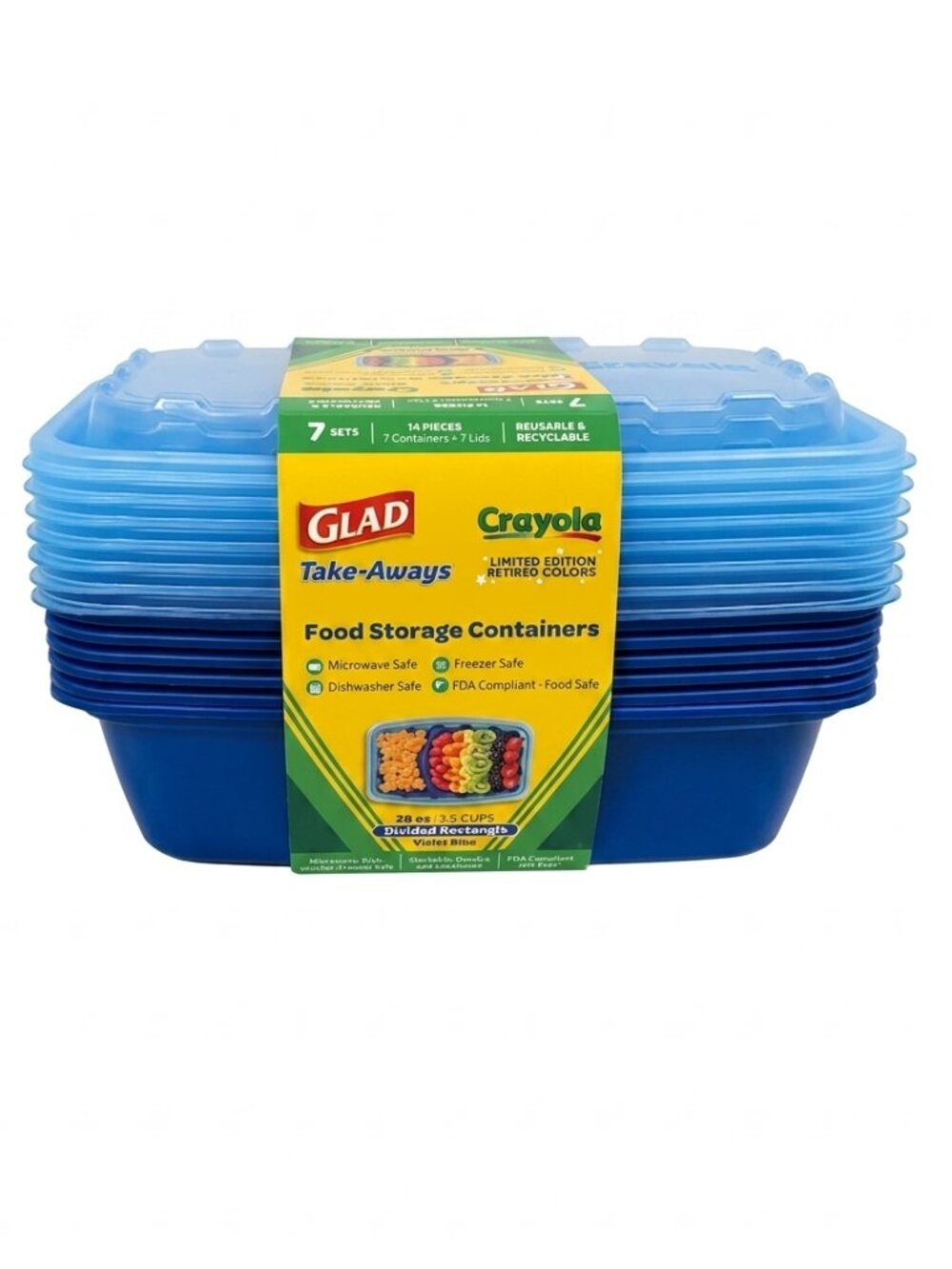 Glad X Crayola Take-Aways Food Storage Containers Retired Color Violet Blue